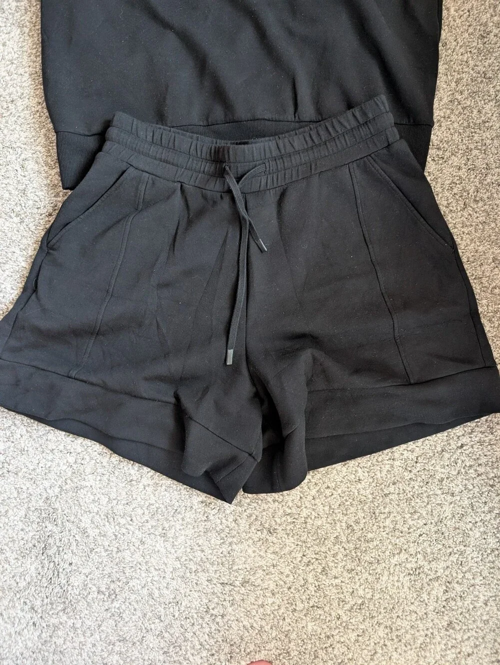 Varley Set- Black Short Sleeve Quarter-Zip Top & Drawstring Shorts Set - Picture 2 of 7
